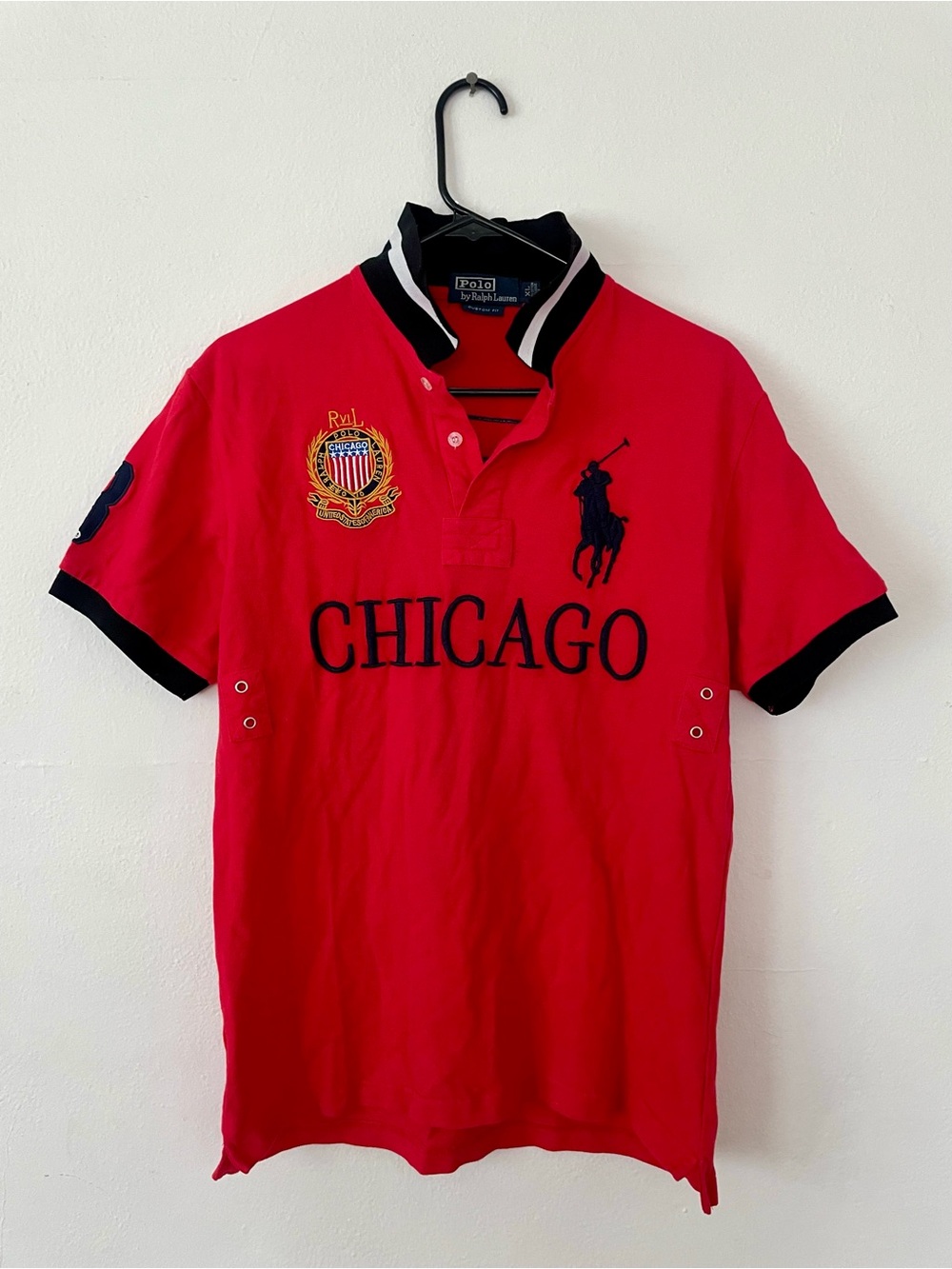 Ralph Lauren Red Chicago Polo with Navy Accents